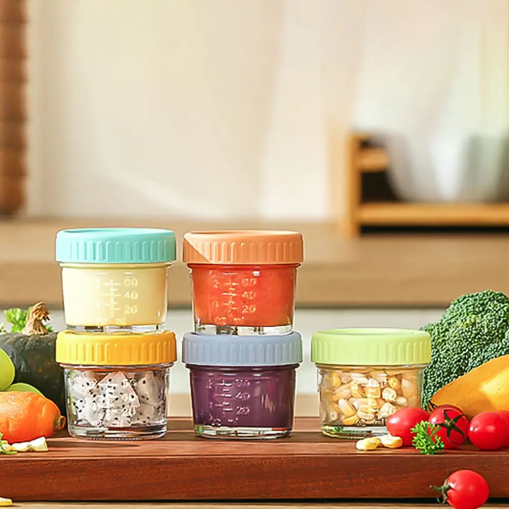 Baby Food Containers Glass - 6 stuks multifunctionele glazen babyvoedingpotjes, herbruikbaar