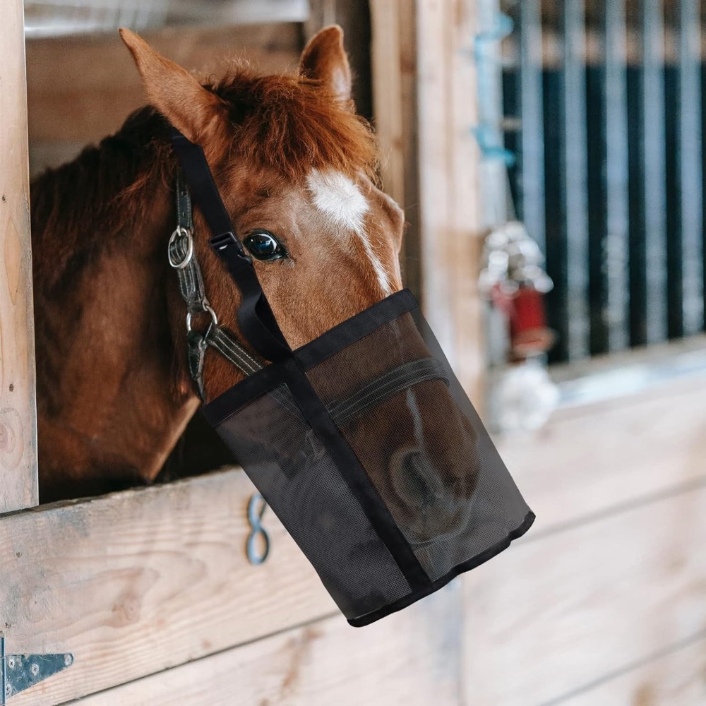 Mesh Feeder Bag - Meerkleurige lekvrije paardenvoederzak, verstelbare mesh hooi-voederbak,