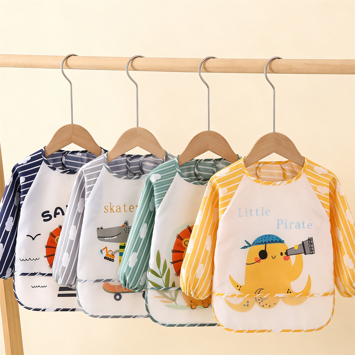 Baby Food Eat - 2 stuks waterdichte baby-slabbetjes met volledige