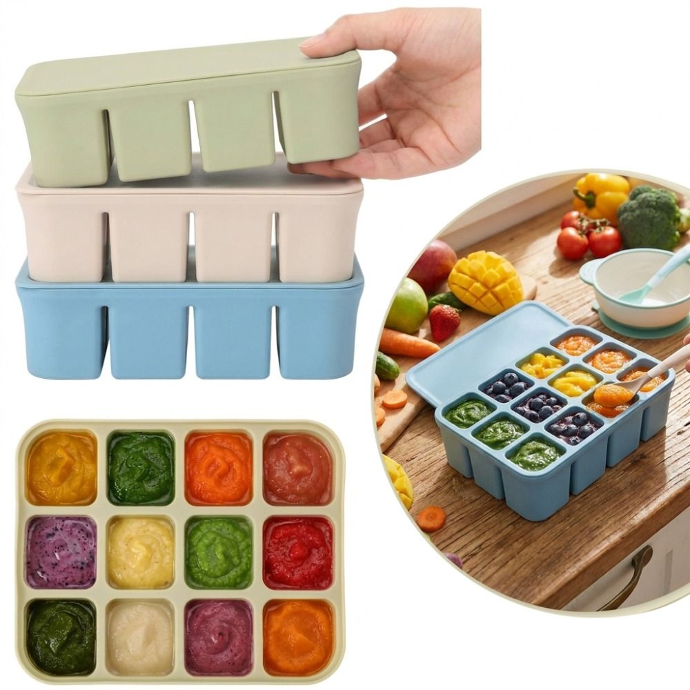 Freezer Tray Baby - Babyvoeding-vriesbak met deksels, 1,15 oz x