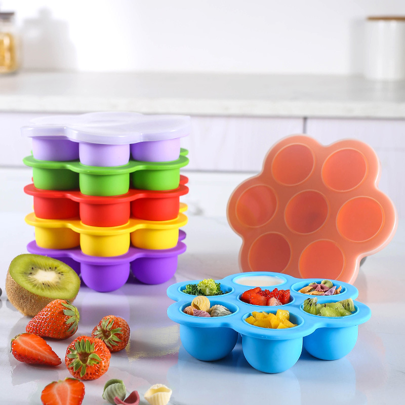 Freezer Tray Baby - 7-delige herbruikbare siliconen babyvoedingsvormpjes voor diepvries,