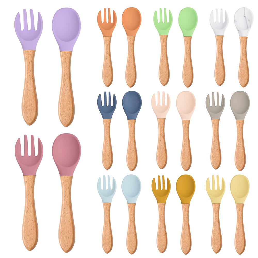 Baby Food Feeder - 2 stks/set Baby Siliconen Lepel Vork