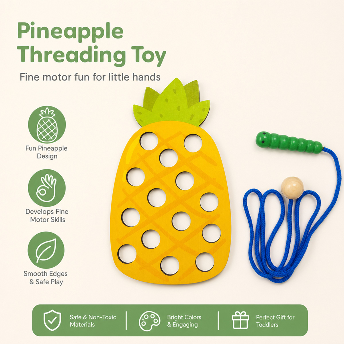 Houten veterspel met ananas, d - Baby Food Eat recensie en prijs
