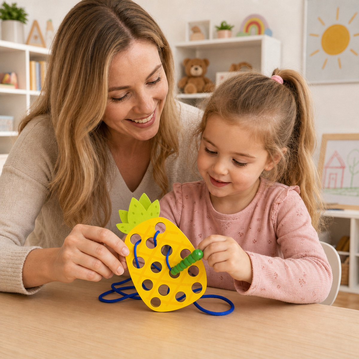 Houten veterspel met ananas, d - Baby Food Eat recensie en prijs