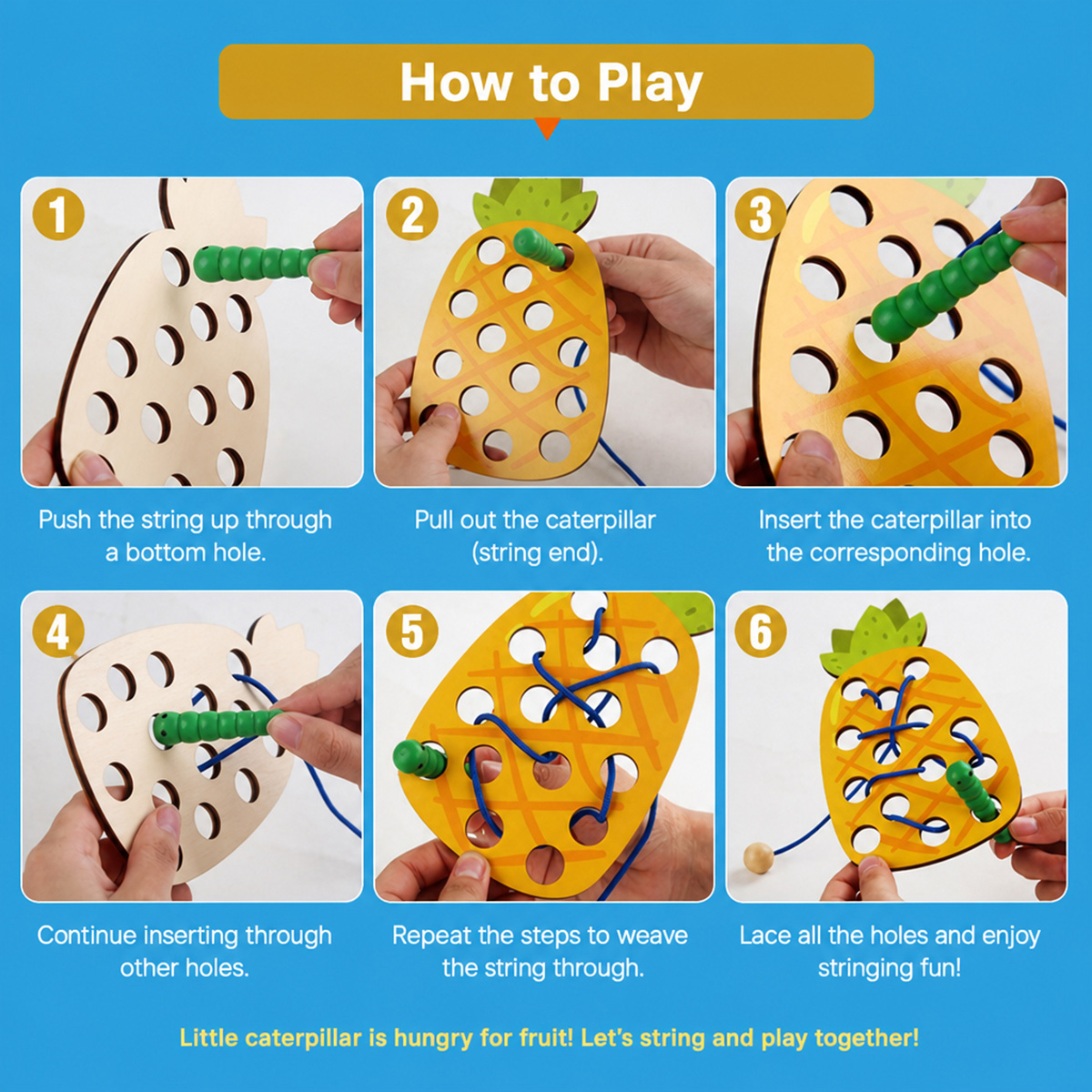 Houten veterspel met ananas, d - Baby Food Eat recensie en prijs